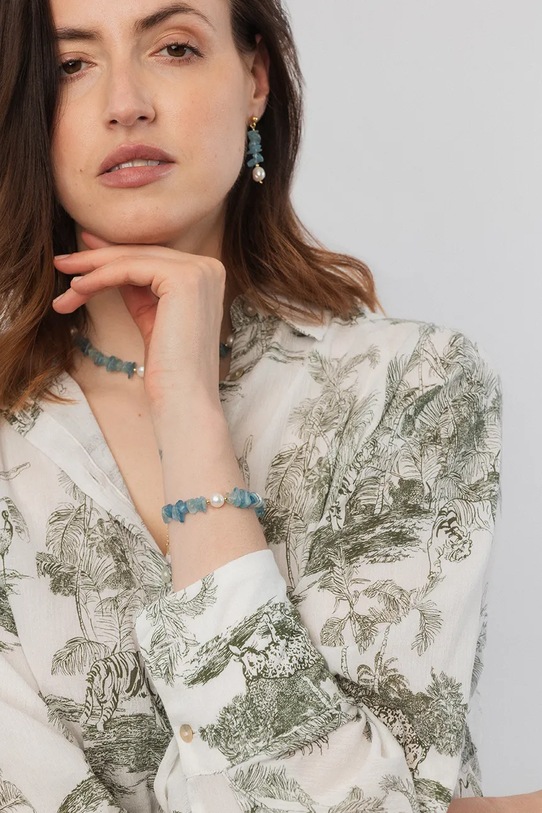 Akcesoria ANIA KRUK kolczyki srebrne pozłacane SUMMER SAKKN2974Z turkusowy