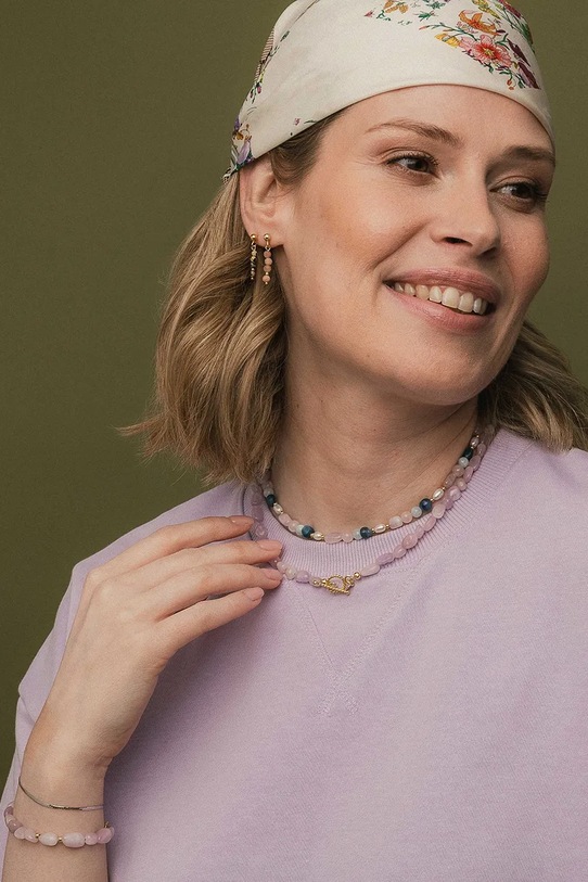 Akcesoria ANIA KRUK naszyjnik srebrny pozłacany SUMMER SAKNN2719Z beżowy