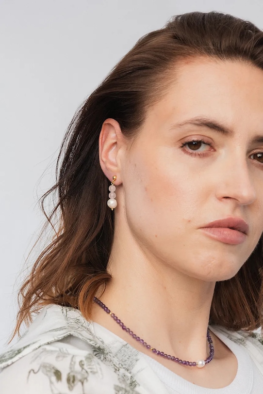 ANIA KRUK naszyjnik srebrny pozłacany SUMMER fioletowy SAKNN2769Z