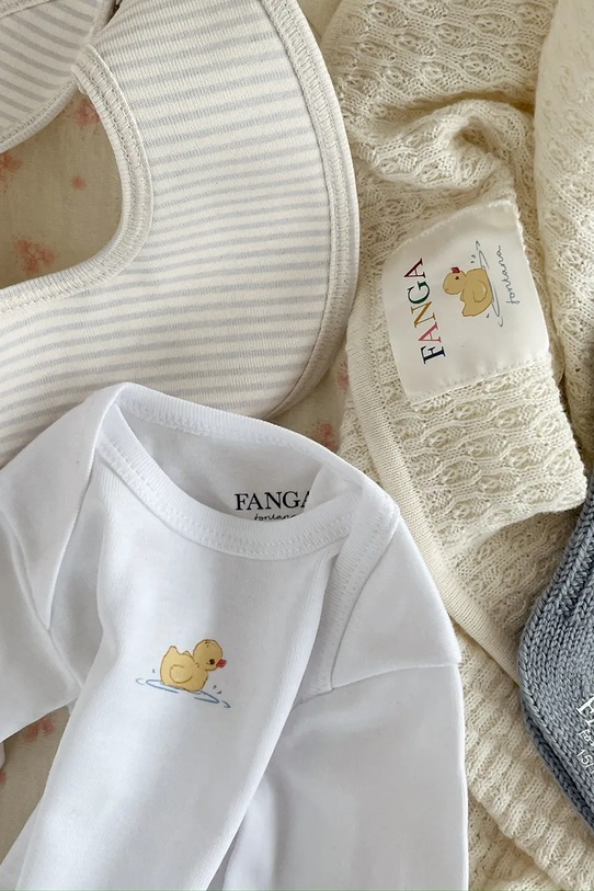 Fanga Fontana bavetă reversibilă pentru copii FIO STRIPE 2 PACK BIBS OCS 2-pack FA100040 bej