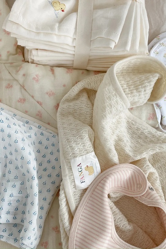 Fanga Fontana bavetă reversibilă pentru copii FIO STRIPE 2 PACK BIBS OCS 2-pack bej FA100040