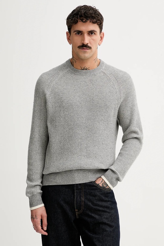 Marc O'Polo sweter z dodatkiem wełny melanż szary 531516060208