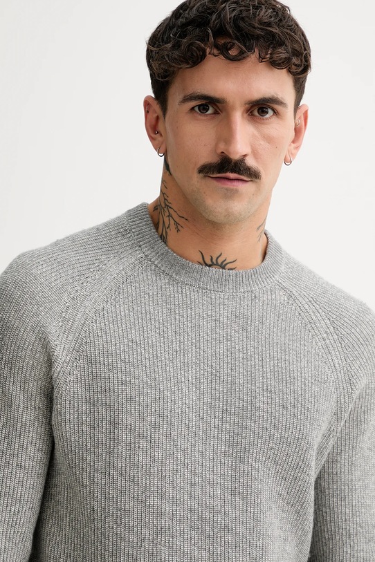 Marc O'Polo sweter z dodatkiem wełny szary 531516060208