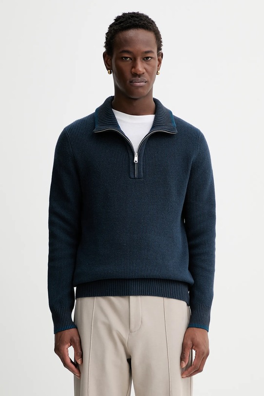 Marc O'Polo sweter z dodatkiem wełny półgolf granatowy 531516060370