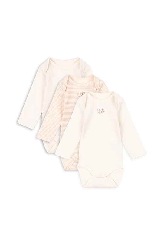Fanga Fontana body niemowlęce FIO STRIPE 3 PACK LS BODY OCS 3-pack Produkt niemowlęcy beżowy FA100035
