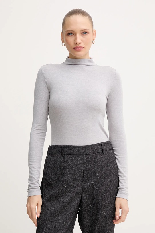 Mos Mosh longsleeve z domieszką wełny PETRI z elastanem szary 172890