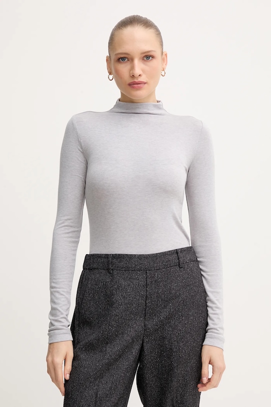 Mos Mosh longsleeve z domieszką wełny PETRI z elastanem szary 172890