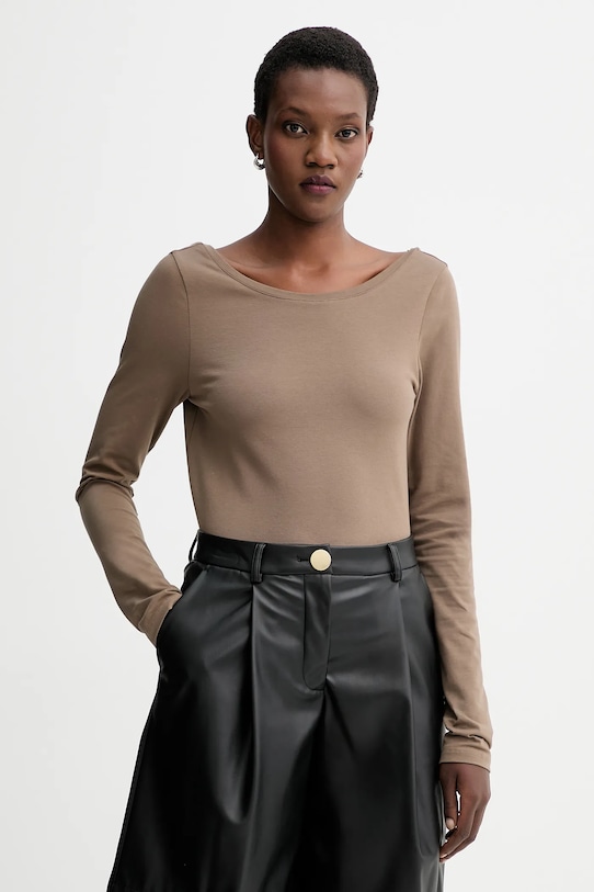 MUUV. longsleeve z elastanem brązowy longsleeve.typu.open.ba