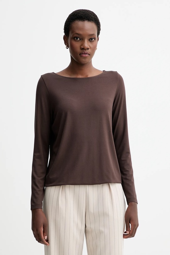 Marc O'Polo longsleeve z elastanem brązowy 511205252697