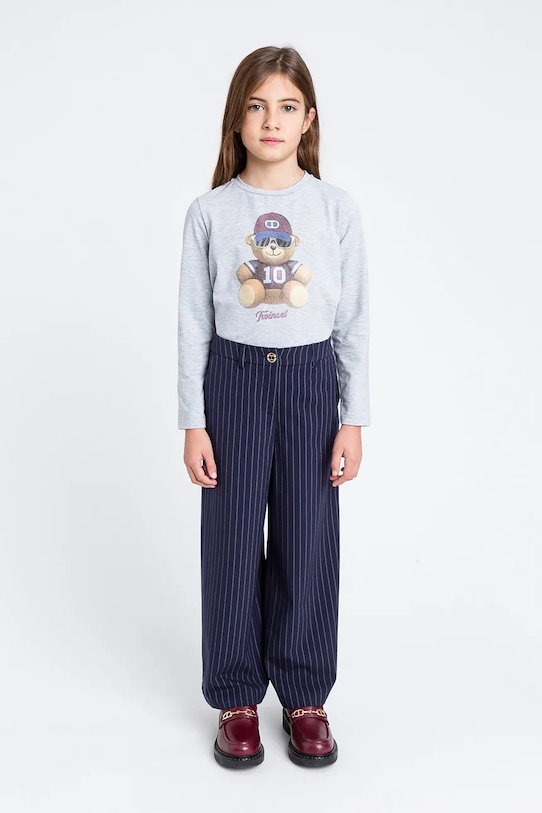Twinset longsleeve dziecięcy z elastanem szary 252GJ2321