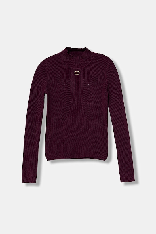 Детска блуза с дълги ръкави Twinset полуполо виолетов 252GJ3042