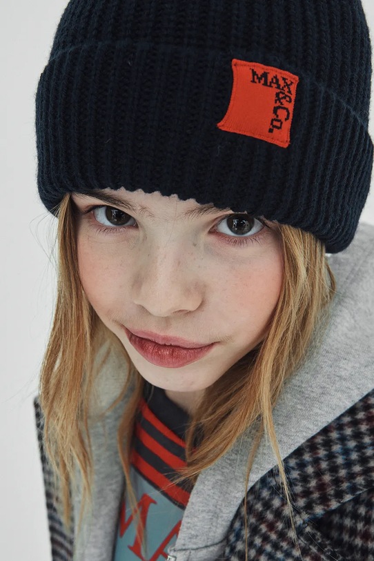 MAX&Co. czapka z dodatkiem wełny dziecięca MAXF10F HAT MX0242 granatowy
