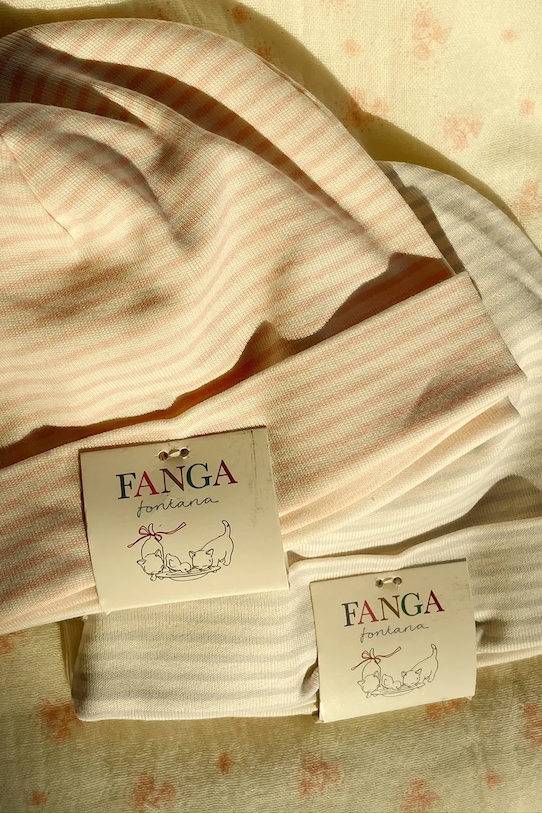 Fanga Fontana czapka bawełniana niemowlęca FIO STRIPE 2 PACK BEANIE OCS 2-pack beżowy FA100039