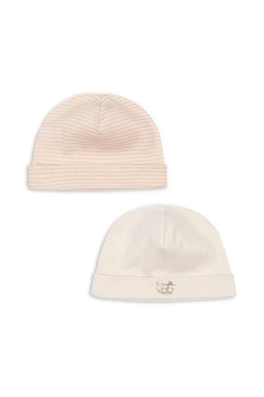 Fanga Fontana czapka bawełniana niemowlęca FIO STRIPE 2 PACK BEANIE OCS 2-pack bawełna beżowy FA100039