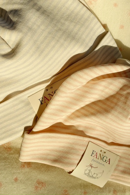 Detská bavlnená čiapočka Fanga Fontana FIO STRIPE 2 PACK BEANIE OCS 2-pak FA100039 béžová