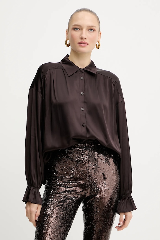 Silvian Heach camicia BOTHA lunga marrone GPA25318CA