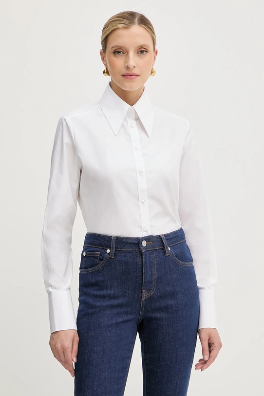 Silvian Heach cămașă din bumbac MASKA lung alb GPA25512CA