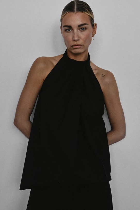 MUUV. bluzka bawełniana MONGES czarny kosz.bez.rekawow.MONGES