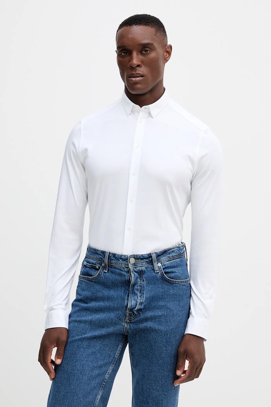 Βαμβακερό πουκάμισο Mos Mosh MARCO μακρύ λευκό 500940