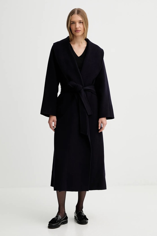 Liviana Conti płaszcz wełniany bez kaptura granatowy F5WW70