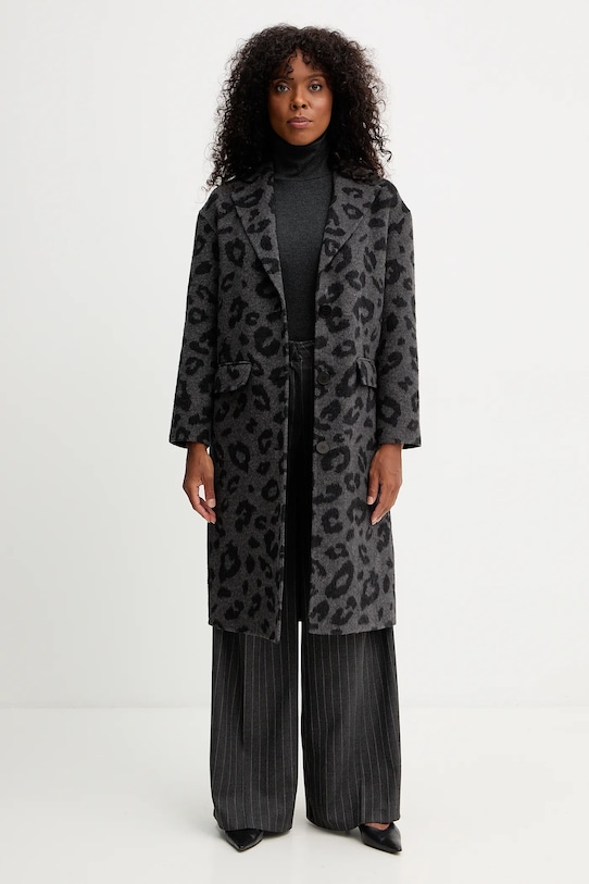 Silvian Heach płaszcz z wełną JUAN bez kaptura szary GPA25015CP