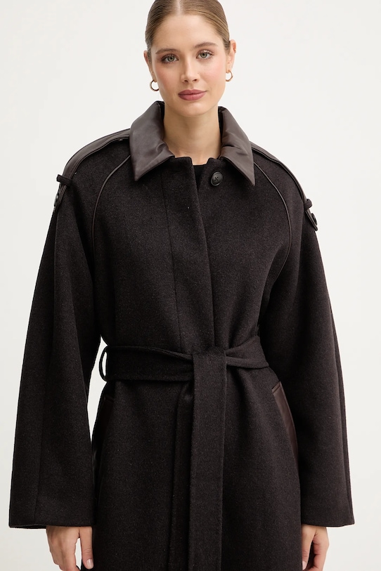 Mos Mosh płaszcz z dodatkiem wełny EVA 172920 brązowy