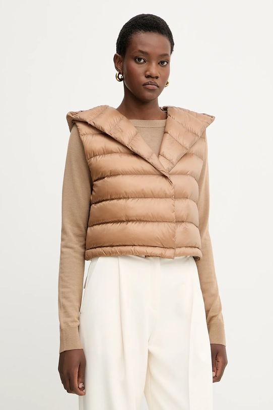 Péřová vesta Liviana Conti s podšívkou hnědá CNTW02