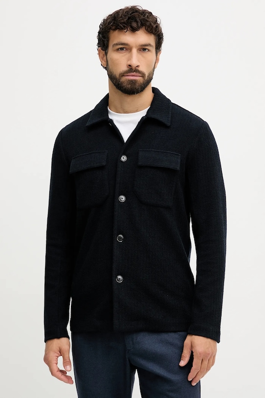 Mos Mosh camicia con lana AUSTIN semplice blu navy 509020