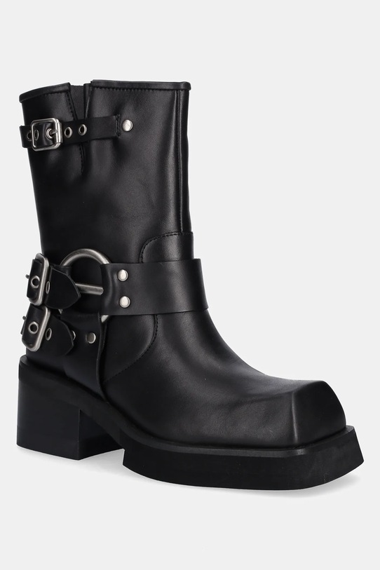 Jeffrey Campbell botki skórzane STUBBORN słupek czarny C529D.E501