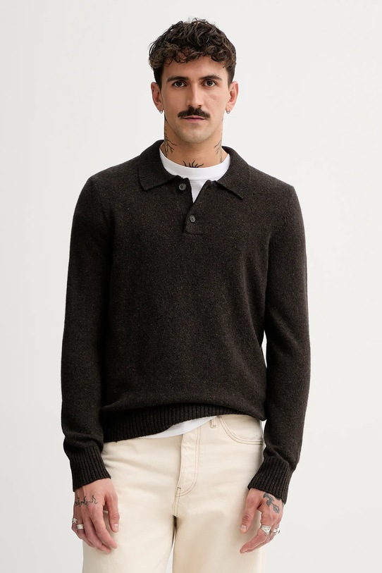 Marc O'Polo sweter z dodatkiem wełny brązowy 530506660390