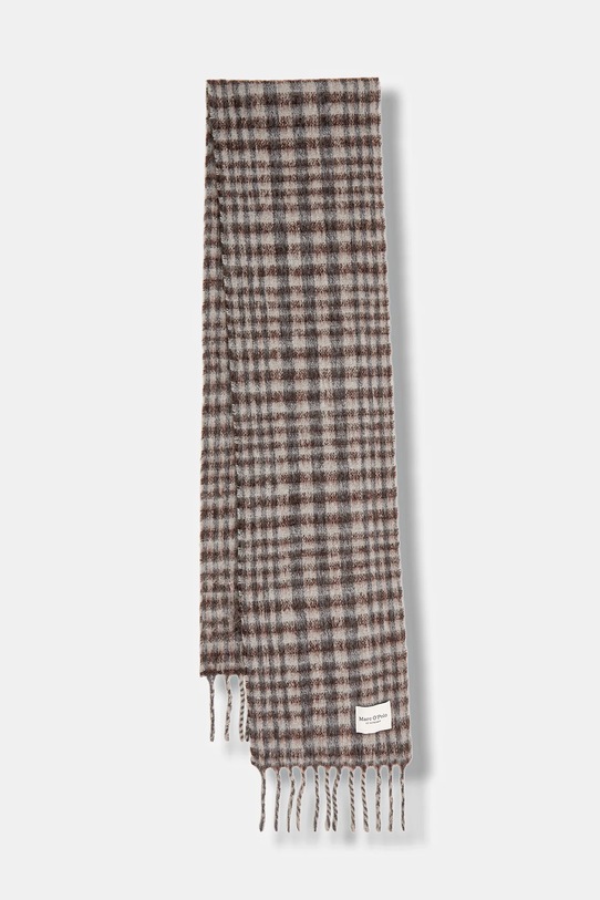 Marc O'Polo szalik z dodatkiem wełny dzianina brązowy 510811302225