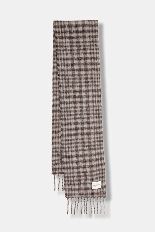 Marc O'Polo szalik z dodatkiem wełny dzianina brązowy 510811302225