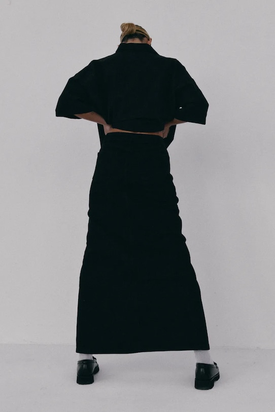 Odzież Muuv. spódnica z rozcięciem bawełniana z elastanem NANTES dluga.spodnica.NANTES czarny