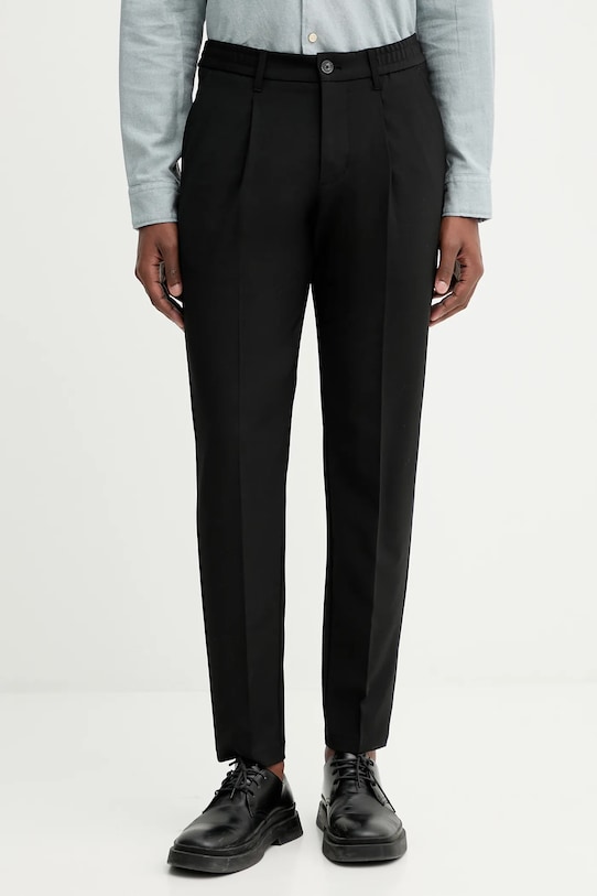 Marc O'Polo spodnie z domieszką wełny z elastanem czarny 530021410102