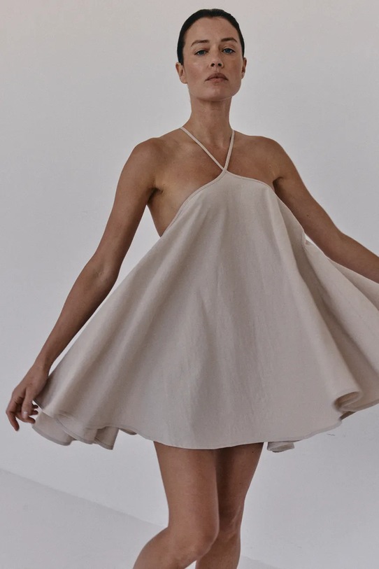 Muuv. letné šaty bavlnené PLAINS sukienka.krotka.PLAINS béžová