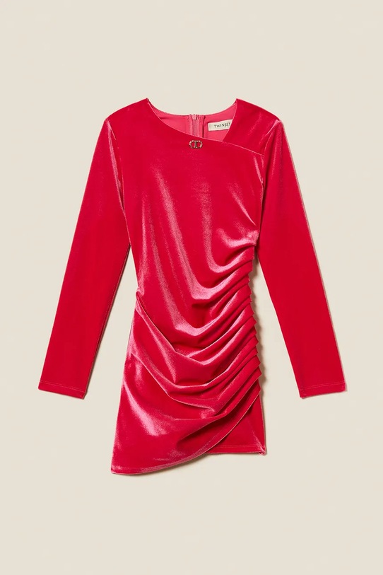 Twinset sukienka welurowa dziecięca 252GJ2035 różowy ZW25