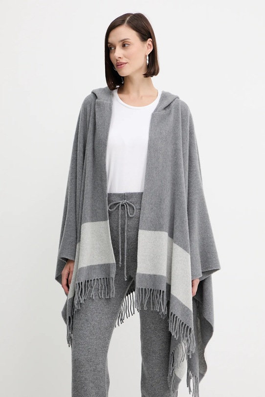 Liviana Conti poncho din lână cu modele gri A5WF11