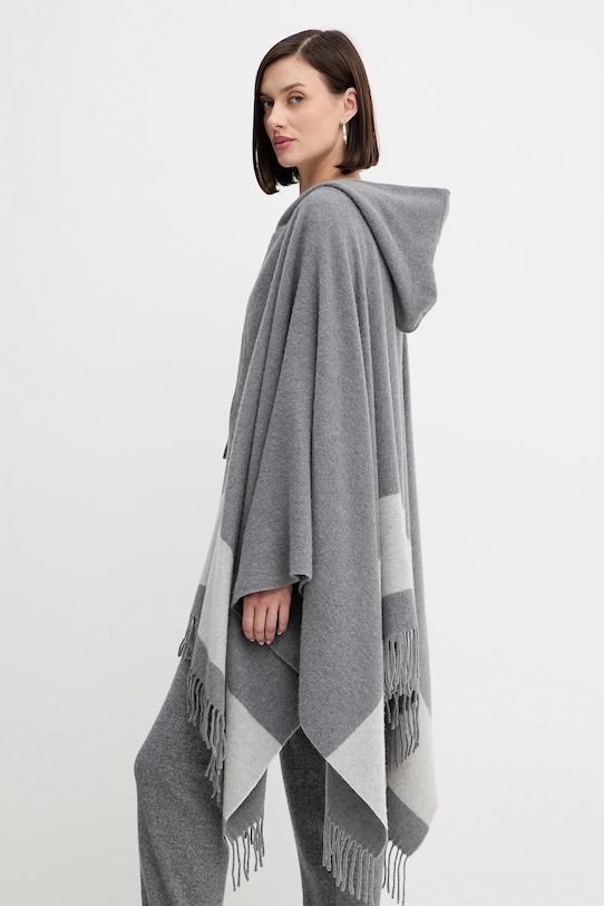 Liviana Conti poncho din lână gri A5WF11