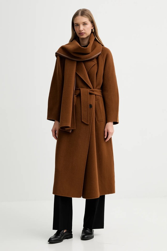 Liviana Conti sweter wełniany L5WA06 brązowy ZW25
