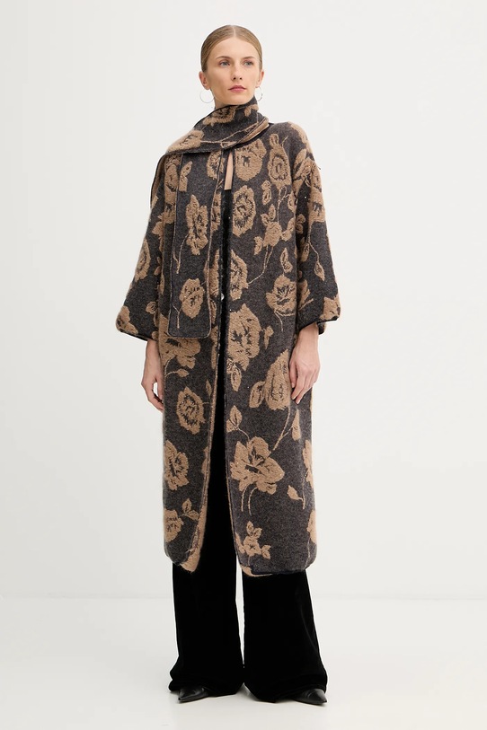 Liviana Conti kardigan z dodatkiem wełny cienka brązowy L5WG69