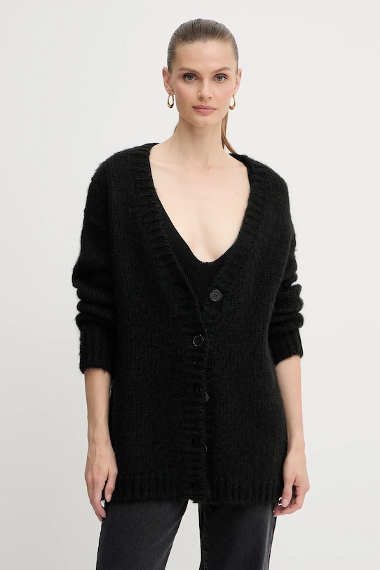 Кардиган с примесью шерсти Silvian Heach LETSOSA с добавлением шерсти чёрный GPA25267CD