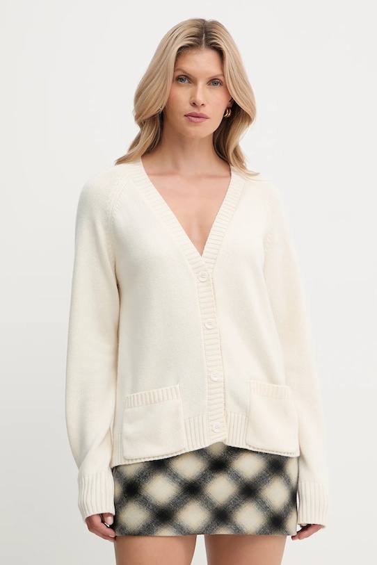 Silvian Heach cardigan din amestec de lână MATHIS melanj bej GPA25234CD