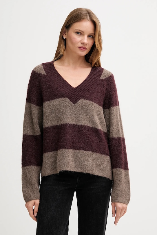 Πουλόβερ με προσθήκη μαλλιού Mos Mosh TACI άλλο μπορντό 173090