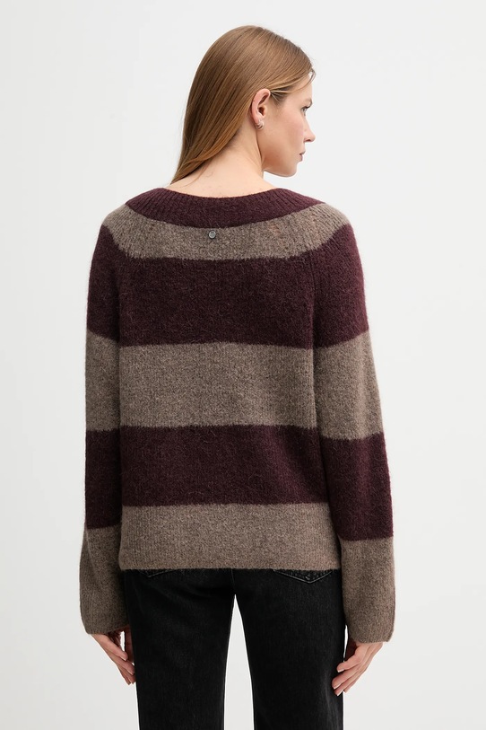Mos Mosh sweter z dodatkiem wełny TACI 173090 bordowy ZW25
