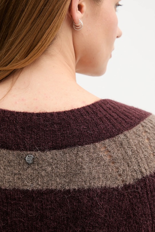 Mos Mosh sweter z dodatkiem wełny TACI bordowy 173090