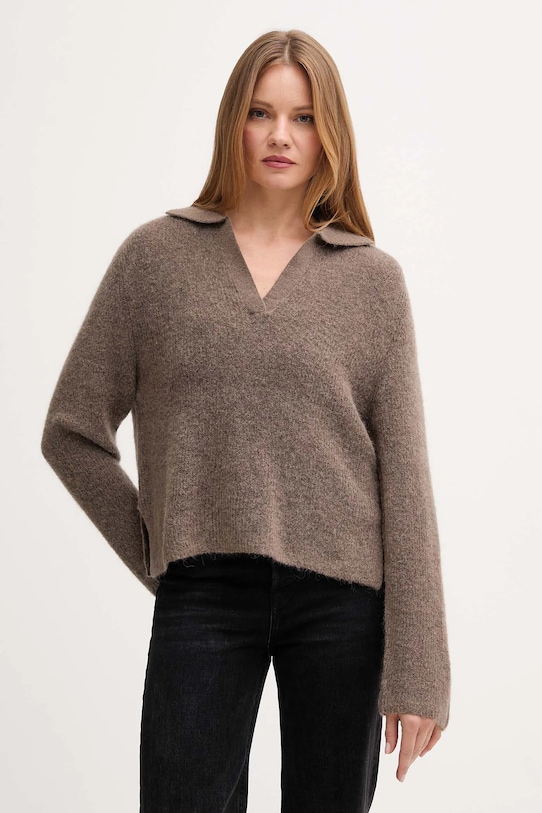Свитер с добавлением шерсти Mos Mosh THORA v-вырез коричневый 173070