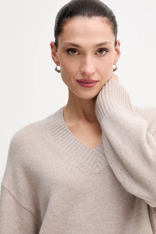 Marc O'Polo sweter z dodatkiem wełny beżowy 510609060235