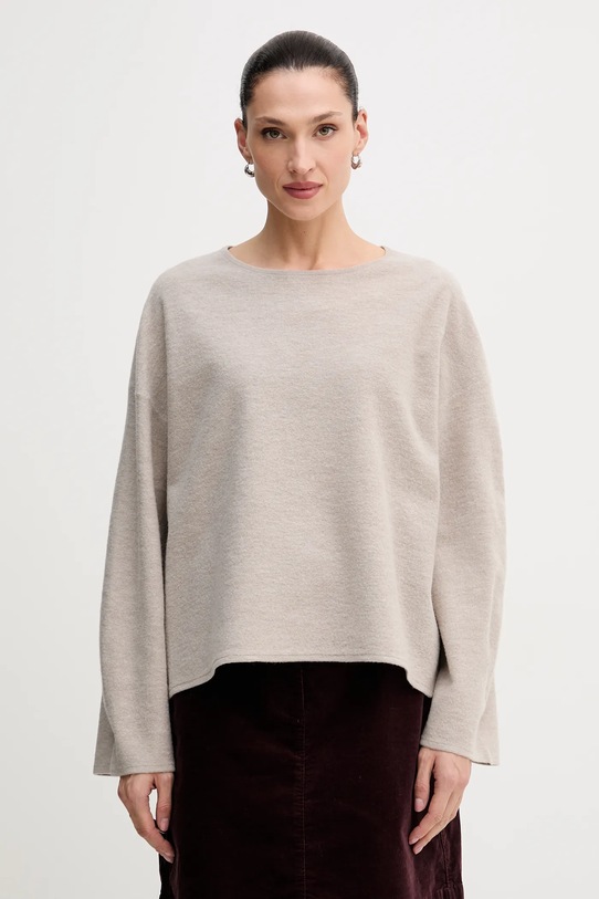 Marc O'Polo sweter z dodatkiem wełny okrągły beżowy 510609860487