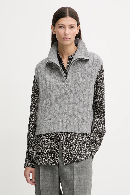 Marc O'Polo kamizelka z dodatkiem wełny zapinany szary 5000007565