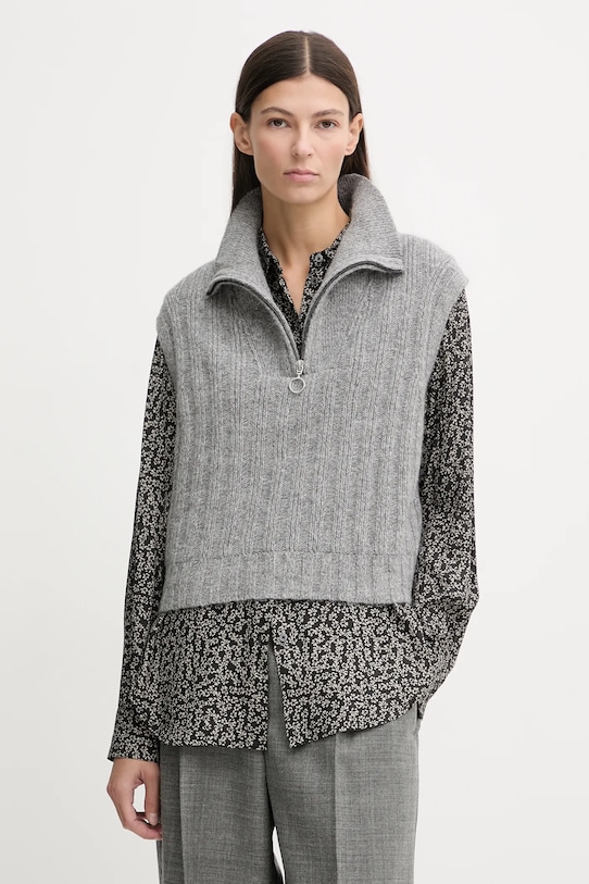 Marc O'Polo kamizelka z dodatkiem wełny zapinany szary 5000007565